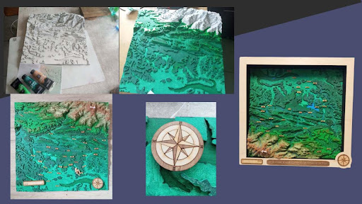 decoupe laser carte topographique